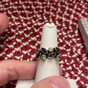Nicky Butler Silver Ring with Purple and Yellow Gems